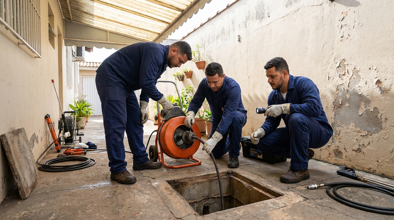 Desentupimento de esgoto com hidrojateamento em Vila Velha‑ES