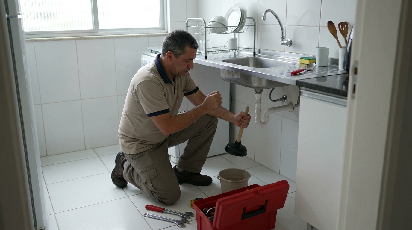 Desentupimento de pia residencial em Vila Velha‑ES