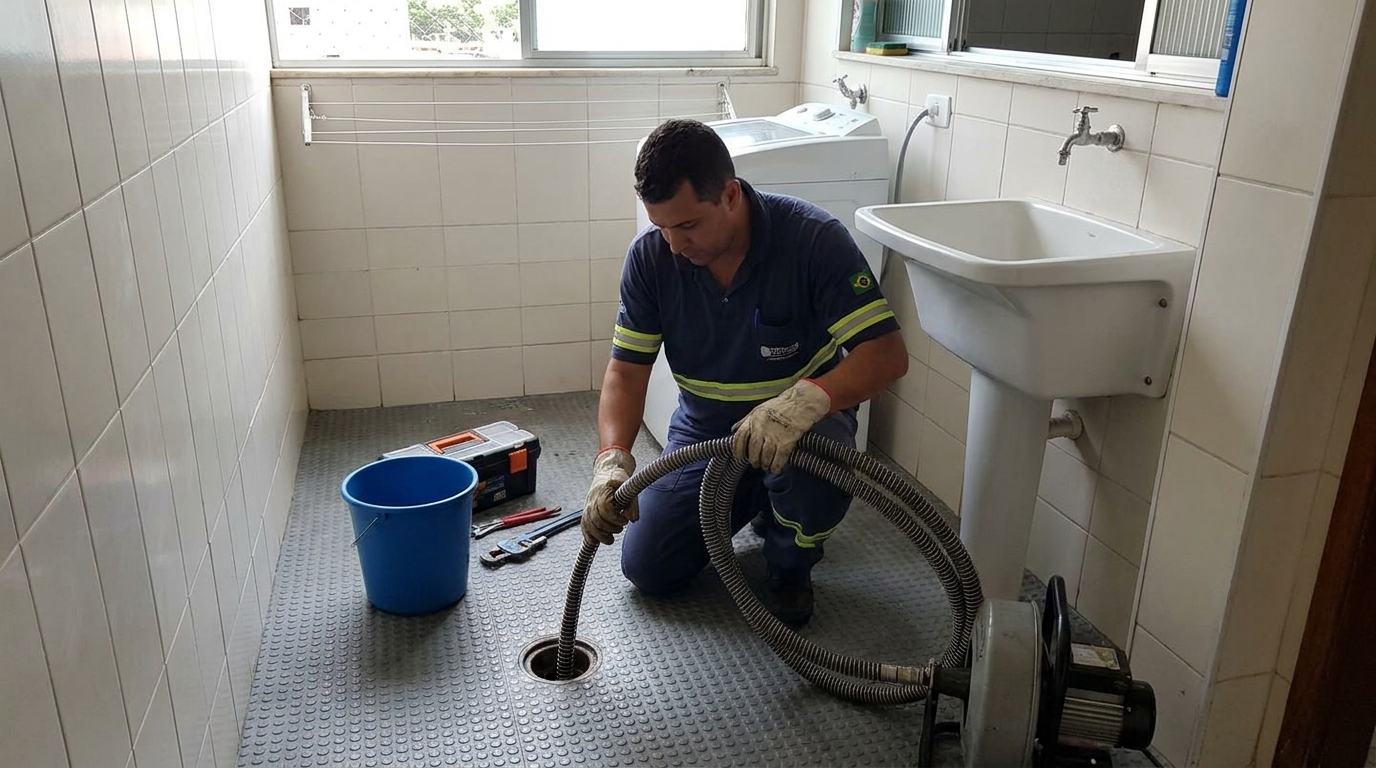Desentupimento de ralo residencial em Vila Velha‑ES